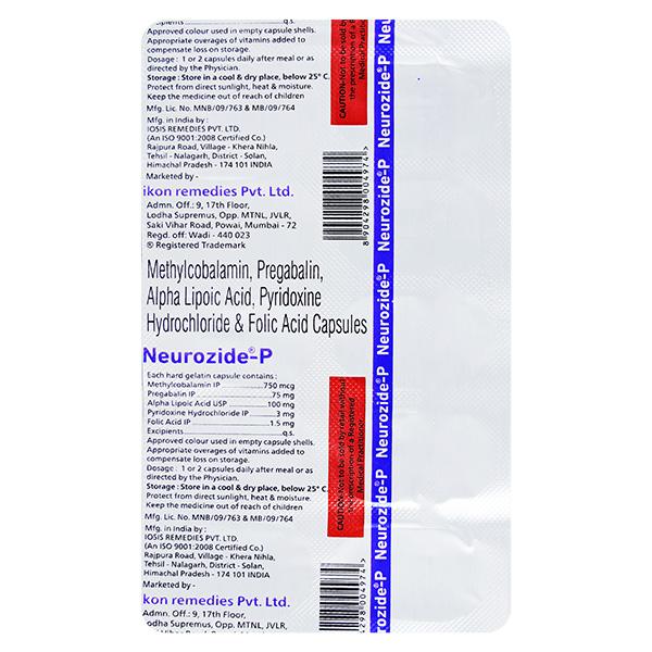 NEUROZIDE P Capsule 10's - Neuropathic Pain-Dru