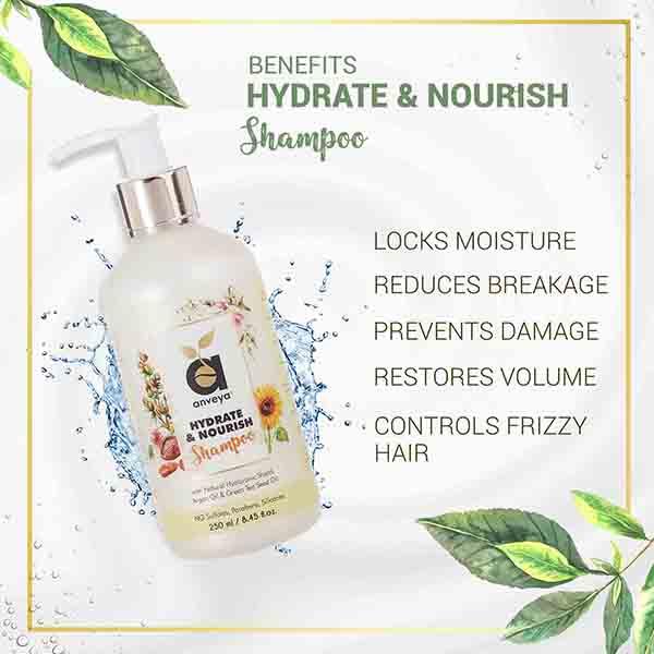 Anveya Hydrate & Nourish Shampoo & Hair Serum Combo 300 ml - Shampoos