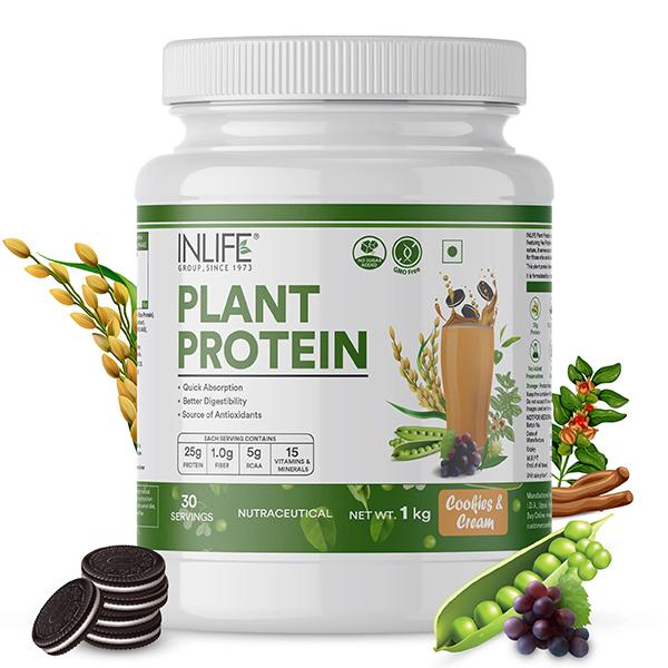 Netmeds | INLIFE Plant Protein Powder - Cookies & Cream 1 kg