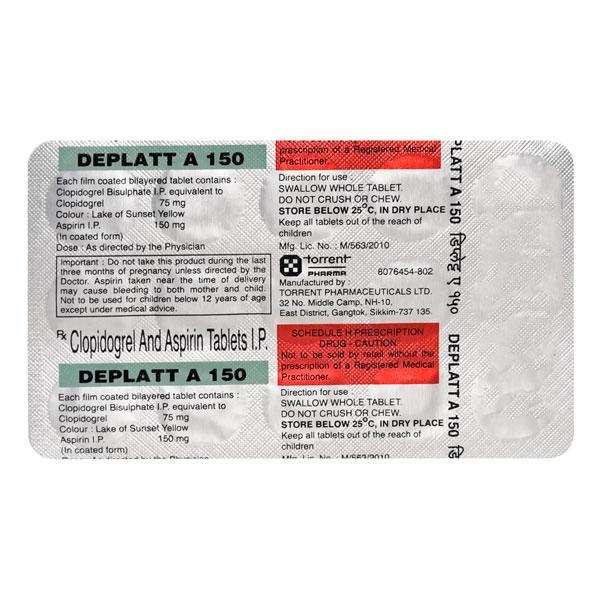 Deplatt A 150mg Tablet 15'S - Blood Clot-Ant