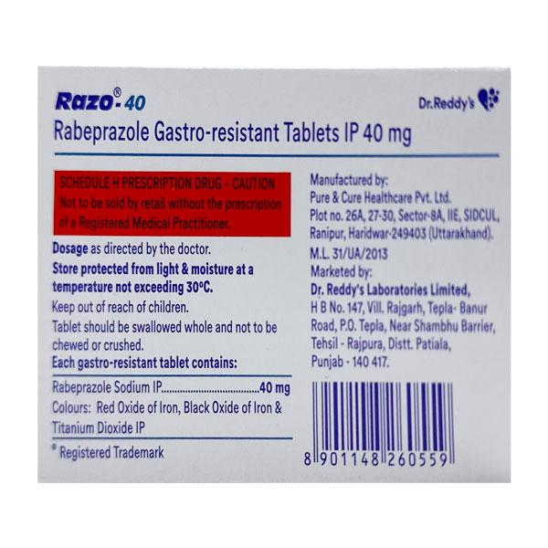 RAZO 40 Tablet 15's - Ulcer/Reflux/Flatulence-Aaa
