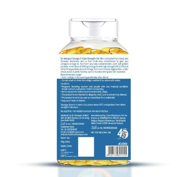 Dr. Morepen Omega 3 Deep Sea Fish Oil Triple Strength Capsule 60's - Omega Fish Oil Fatty Acids