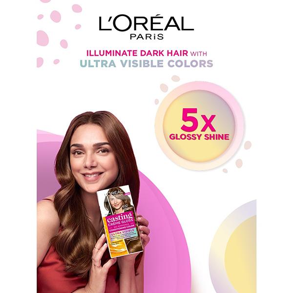 L'Oreal Paris Casting Creme Gloss Ultra Visible Hair Color with No Ammonia, Light Golden Brown 632 160gm - Crème