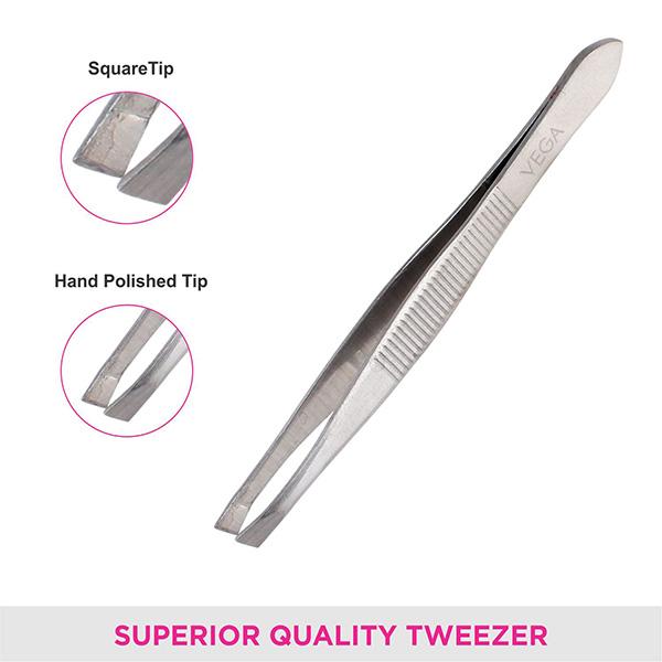 Vega Eyelash Curler and Tweezer Slant Tip (VCP-02) 2's - Tweezers