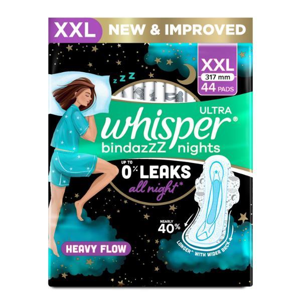 Netmeds | Whisper Ultra Bindazzz Nights Sanitary Pads (XXL) (40+4's Free) 44's