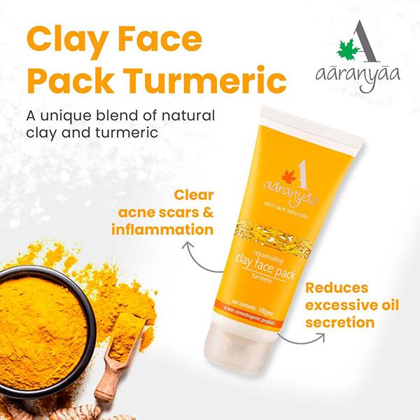 Aaranyaa Rejuvenating Clay Face Pack Turmeric 100 gm - Face Packs