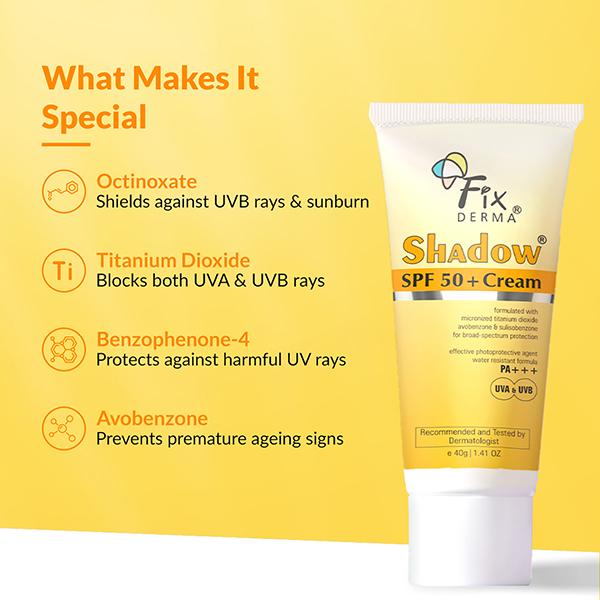 Fixderma Shadow SPF 50+Cream 40gm - Face Sunscreen