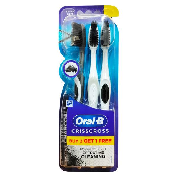 Netmeds | Oral B Crisscross Sensitive Toothbrush - Charcoal Extra soft (Buy 2 Get 1 Free)