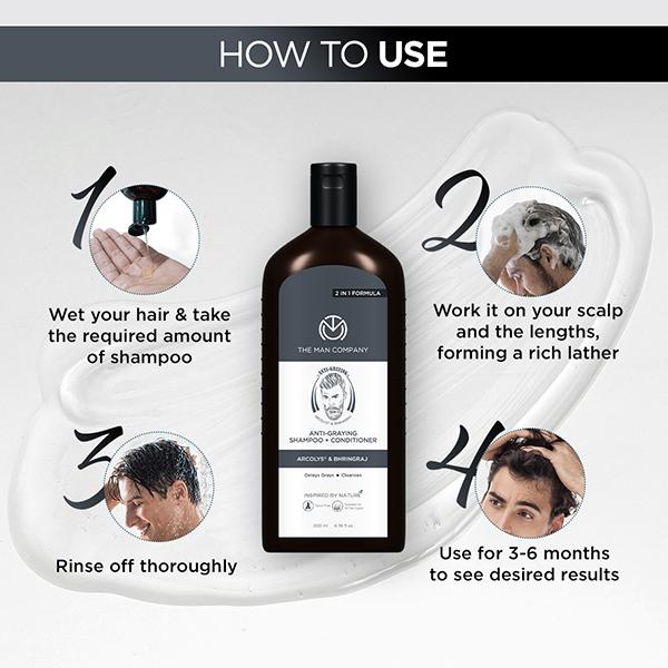 The Man Company Anti-Graying 2-In-1 Formula Shampoo & Conditioner 200ml - Shampoos