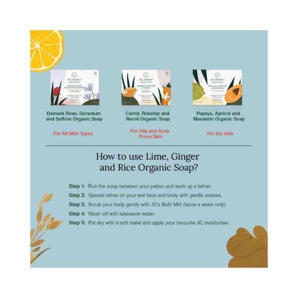 Juicy Chemistry Lime, Ginger & Rice Soap for Tan Removal & Skin Brightening 100m - Soaps