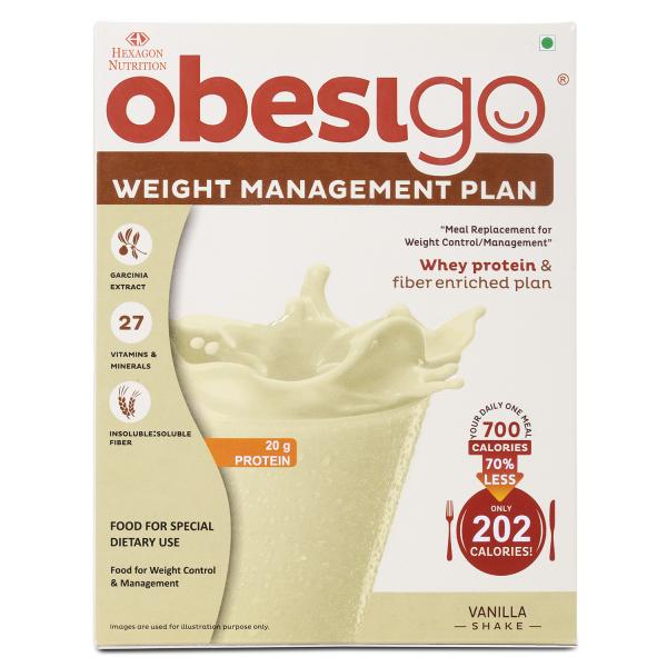 Netmeds | Obesigo Weight Management Plan Powder - Vanilla Shake (Pack of 7 x 50 g)