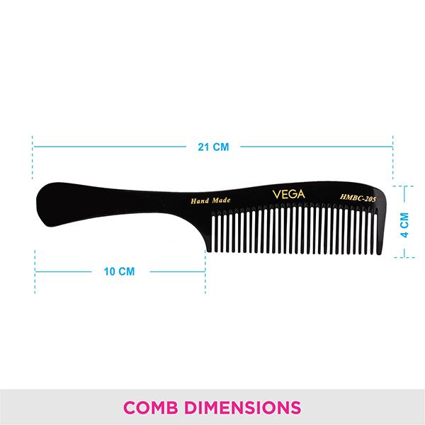 Vega Handcrafted Black Comb (HMBC - 205) 1's - Hair Combs