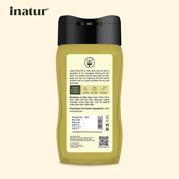Inatur Cold Pressed - Olive Oil Pure& Natural 100Ml - Massage Oils
