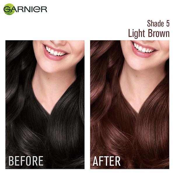 Garnier Color Naturals Creme Riche Hair Color, Shade 5 Light Brown, 70ml + 60gm 1's - Crème