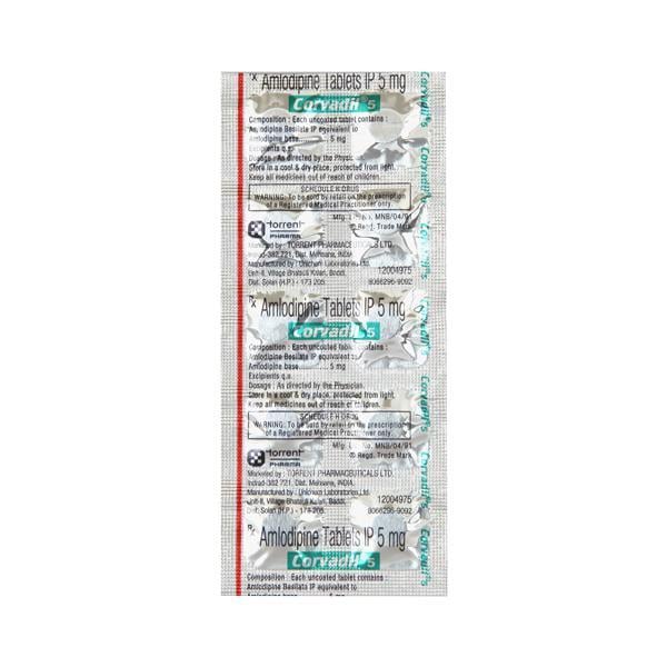 Corvadil 5mg Tablet 10'S - Hypertension-Cal