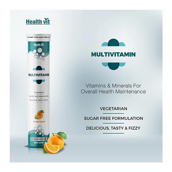Healthvit Multivitamin Effervescent Tablet - Orange Flavour 20's - Multi-Vitamins