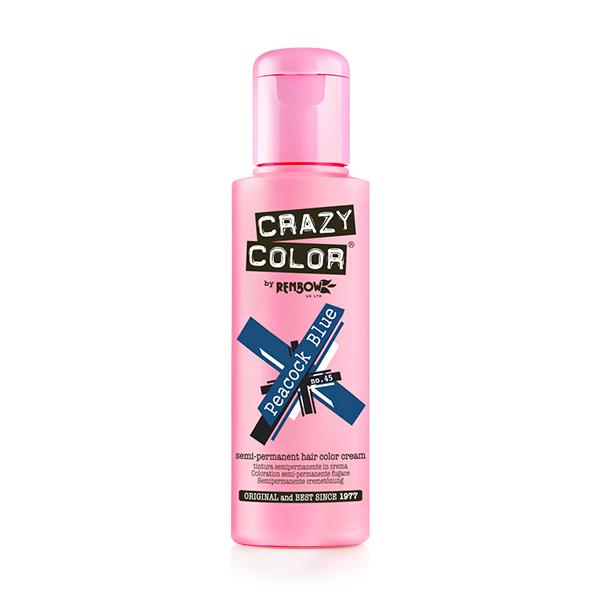 Crazy Color Semi-Permanent Hair Color Cream - Peacock Blue 100 ml