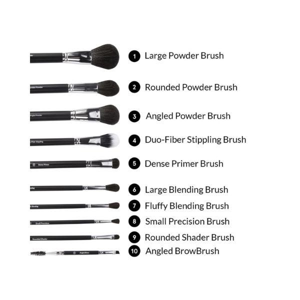 bh cosmetics Ultimate Essentials 10 Piece Face and Eye Brush Set with Bag 1's - Lens Solution & Accessories