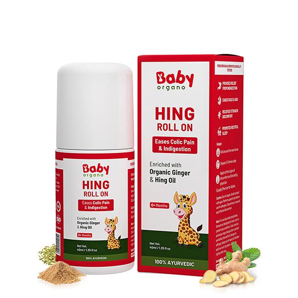 Netmeds | Baby Organo Ayurvedic Hing Fennel Oil Effective Relief from Colin & Indigestion Hing Roll On 40 ml
