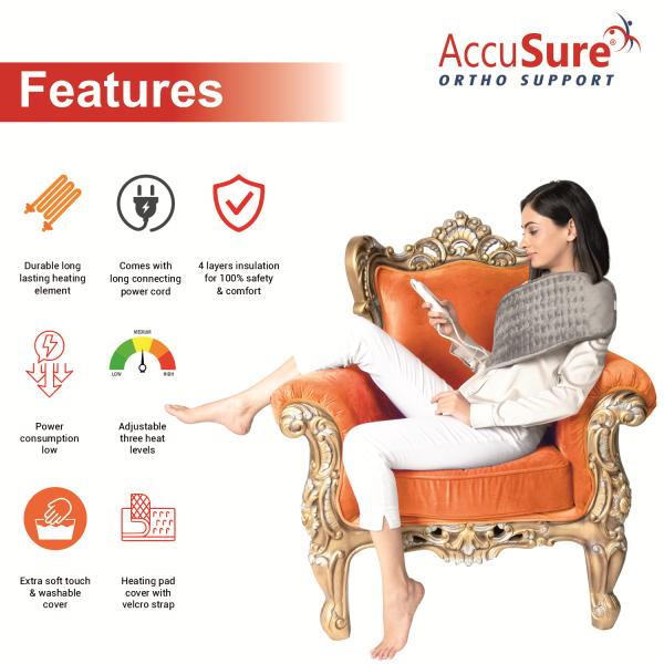 AccuSure Fabric Heating Pad - Grey (XL) 1's - Hot Pack/Ice Bag