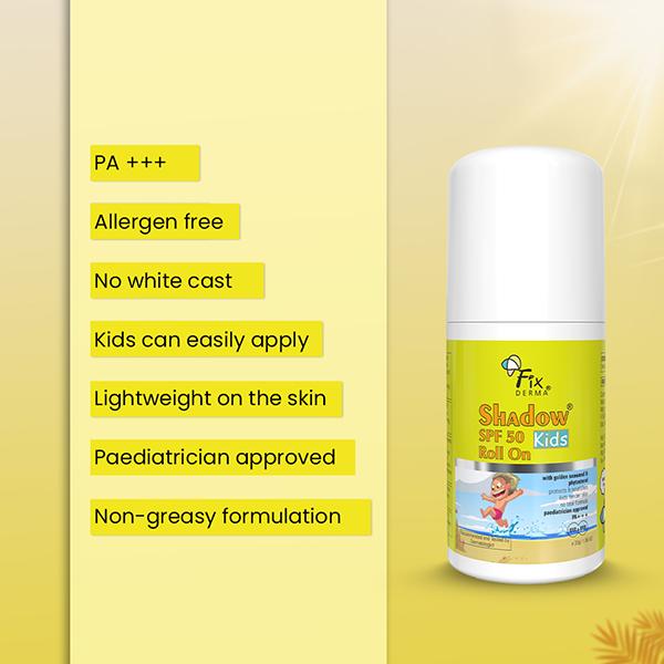 Fixderma Shadow SPF 50 Kids Roll On for Kids 30gm - Body Sunscreen