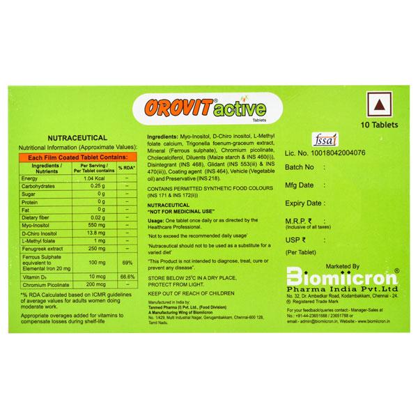 Orovit Active Tablet 10'S - Supplements-Sup