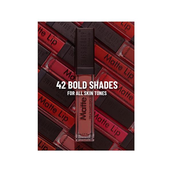 Swiss Beauty Ultra Smooth Matte Liquid Lipstick, Shade- Ruby 6 ml - Liquid Lipsticks
