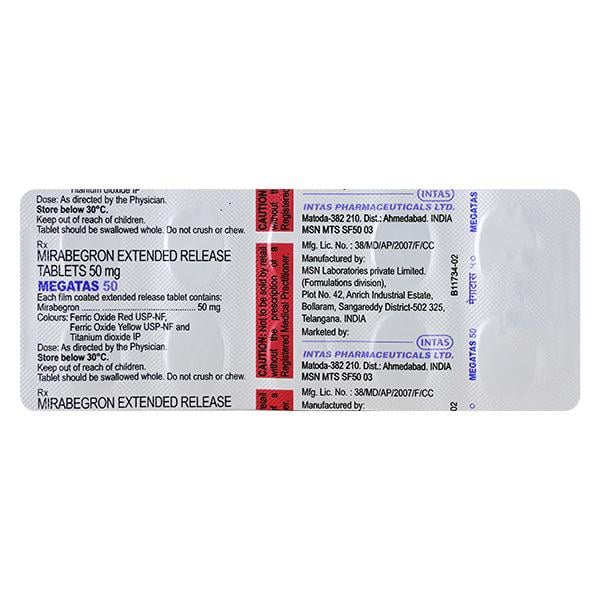 Megatas 50mg Tablet 10'S - Bladder And Prostate Disorders-Dru