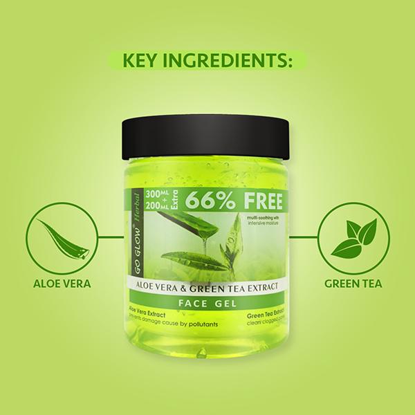 Berina Go Glow By Berina Aloevera & Tea Tree Extract Face Gel 500 ml - Face Gels