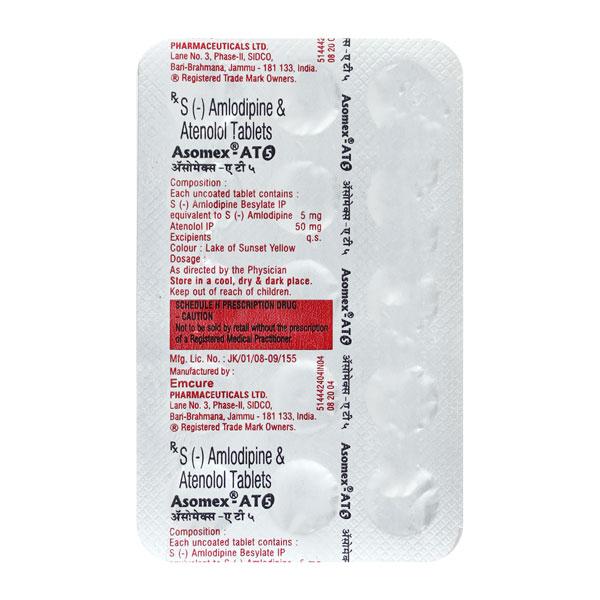 Asomex AT 5mg Tablet 15'S - Hypertension-Cal