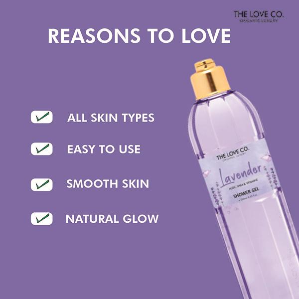The Love Co. Luxury Lavender Body Wash for Women - Lavender Shower Gel - Luxury Bath & Shower Gels for All skin Types 250 ml - Shower Gels & Body Wash