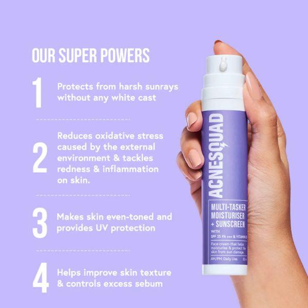 Acne Squad Multi-tasker Moisturiser + SPF 25 PA+++ 50 ml - Face Moisturizers