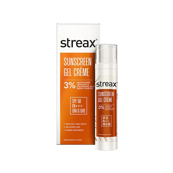 Netmeds | Streax Sunscreen Gel Creme SPF 50 PA+++,3% Niacinamide Serum Infused Sunscreen 50 g