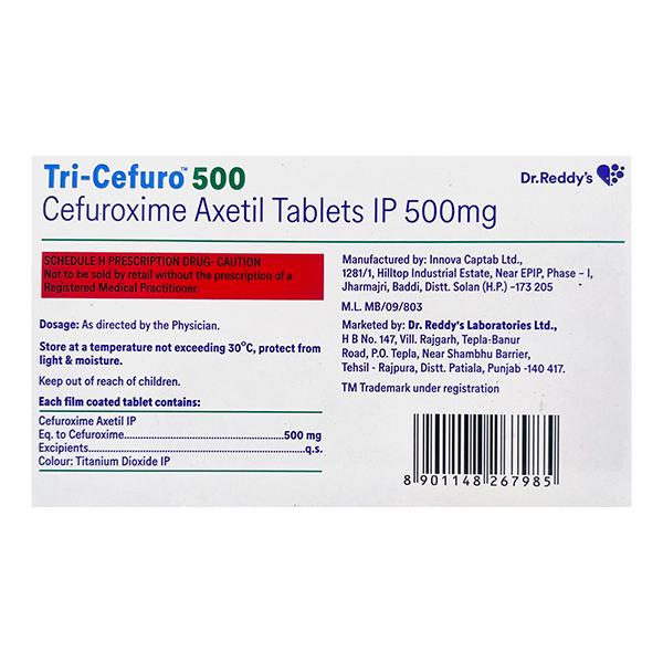TRI CEFURO 500 Tablet 10's - Bacterial Infections-Cep