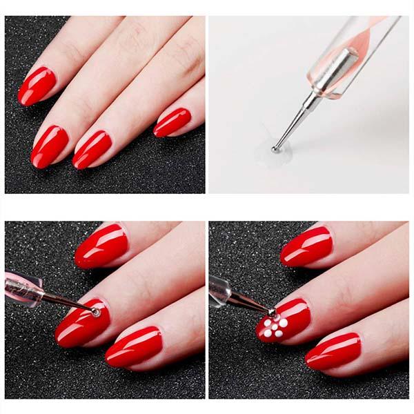 Bronson professional Nail Art Kit Brush Set Dotting Pen Dual Side Tool (Mix colour) 5's - Nail Art