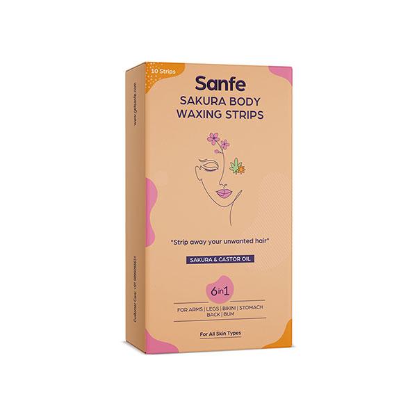 Netmeds | Sanfe Sakura Body Waxing Strips - Sakura & Castor Oil 10's