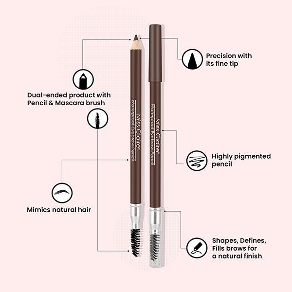 Miss Claire Waterproof Eyebrow Pencil 05 Creamy Chocolate (Mascara Brush) 1.4 Gm - Eyebrow Pencils & Enhancers