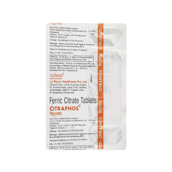 Citraphos Tablet 10'S - Iron Supplement/Anaemia-Vma