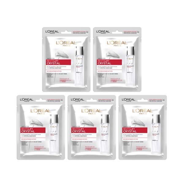 L'Oreal Paris Revitalift Crystal Micro - Essence Sheet Mask Pack of 5 Combo 125 gm