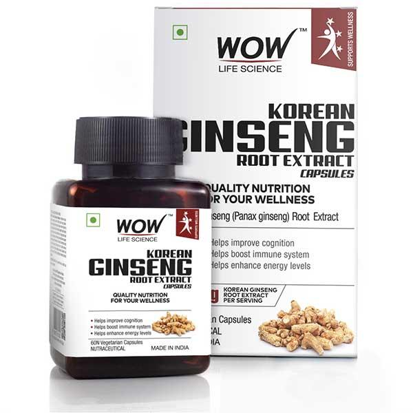 WOW Life Science 1000 mg Korean Ginseng Root Extract Veg Capsule 60's