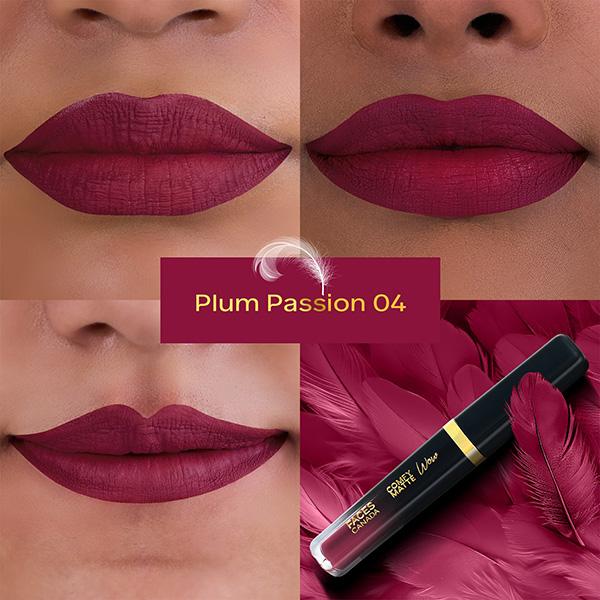 Faces Canada Comfy Matte Wow Liquid Lipstick - Plum Passion 04 3.8 ml - Liquid Lipsticks