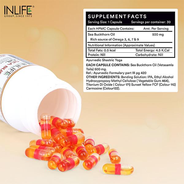 Inlife Sea Buckthorn Oil 500 mg Veg Capsule 30's - Vital Health