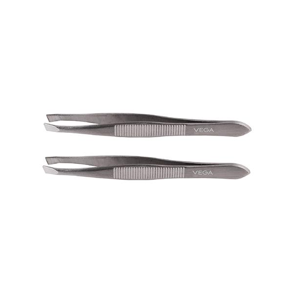 Netmeds | Vega Tweezer - Square Tip, Silver, (VC2TW-01) 2's