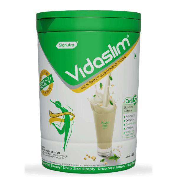 Netmeds | Vidaslim High Protein Meal Replacement for Weight Management Powder Jar - Vanilla Elixir Flavour 400 g