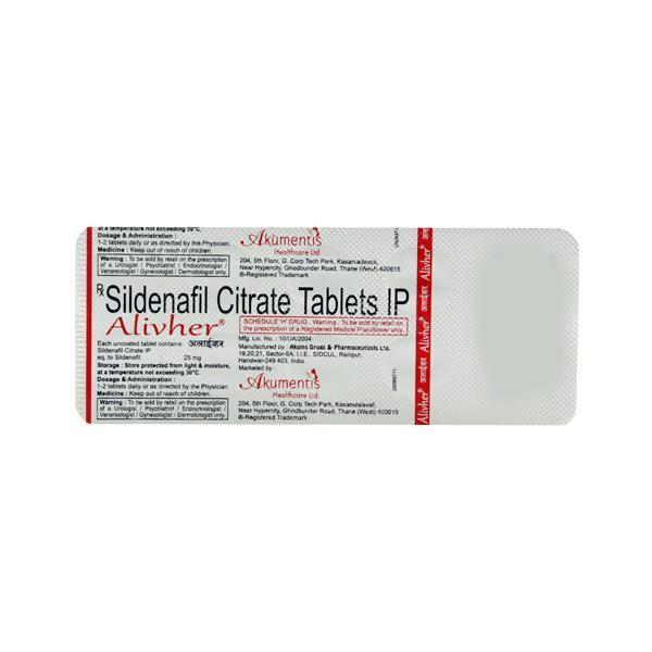Alivher 25mg Tablet 10'S - Impotence/Erectile Dysfunction (Ed)