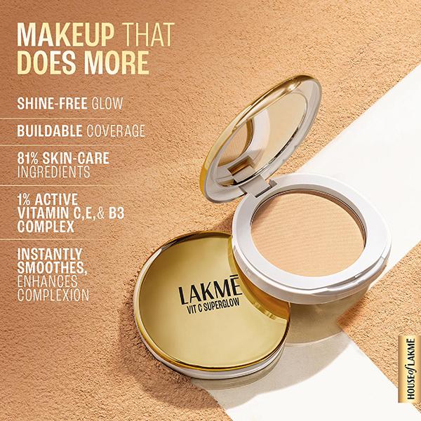 Lakme Makeup+Skincare Vitc Superglow Skin Perfecting Compact Ivory10 8 gm - Compact Powder