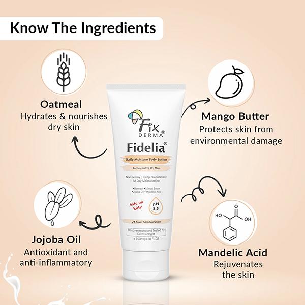 Fixderma Fidelia Daily Moisture Body Lotion, Moisturizer For Face & Body 100 ml - Face Moisturizers