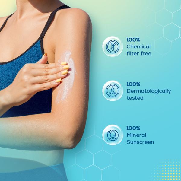 La Shield Mineral Sports Sunscreen Gel SPF 50 + 100% Mineral Sunscreen 8 Hours Water Resistant for Women and Men PA+++ 80 gm - Body Sunscreen