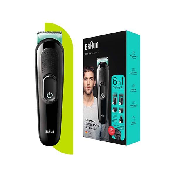 Netmeds | Braun MGK3321, 6-in-1 Beard Trimmer for Men from Gillette, All-in-One Tool, 5 attachments, Advanced German Engineering Black and Vibrant Green 240 gm