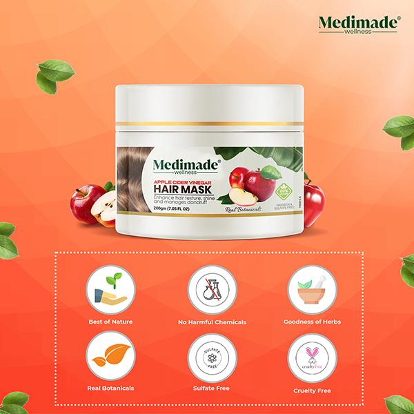 Medimade Apple Cider Vinegar Hair Mask 200 gm - Hair Masks & Packs